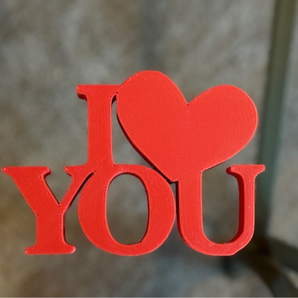 3D Print F&A Shop Other - 3D Printed. Red 'I Love You' Decorative Sign.